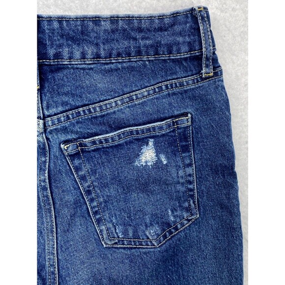 Free Assembly Jeans Women's Size 2 Blue Super High Rise Straight Distressed Torn - Picture 15 of 16